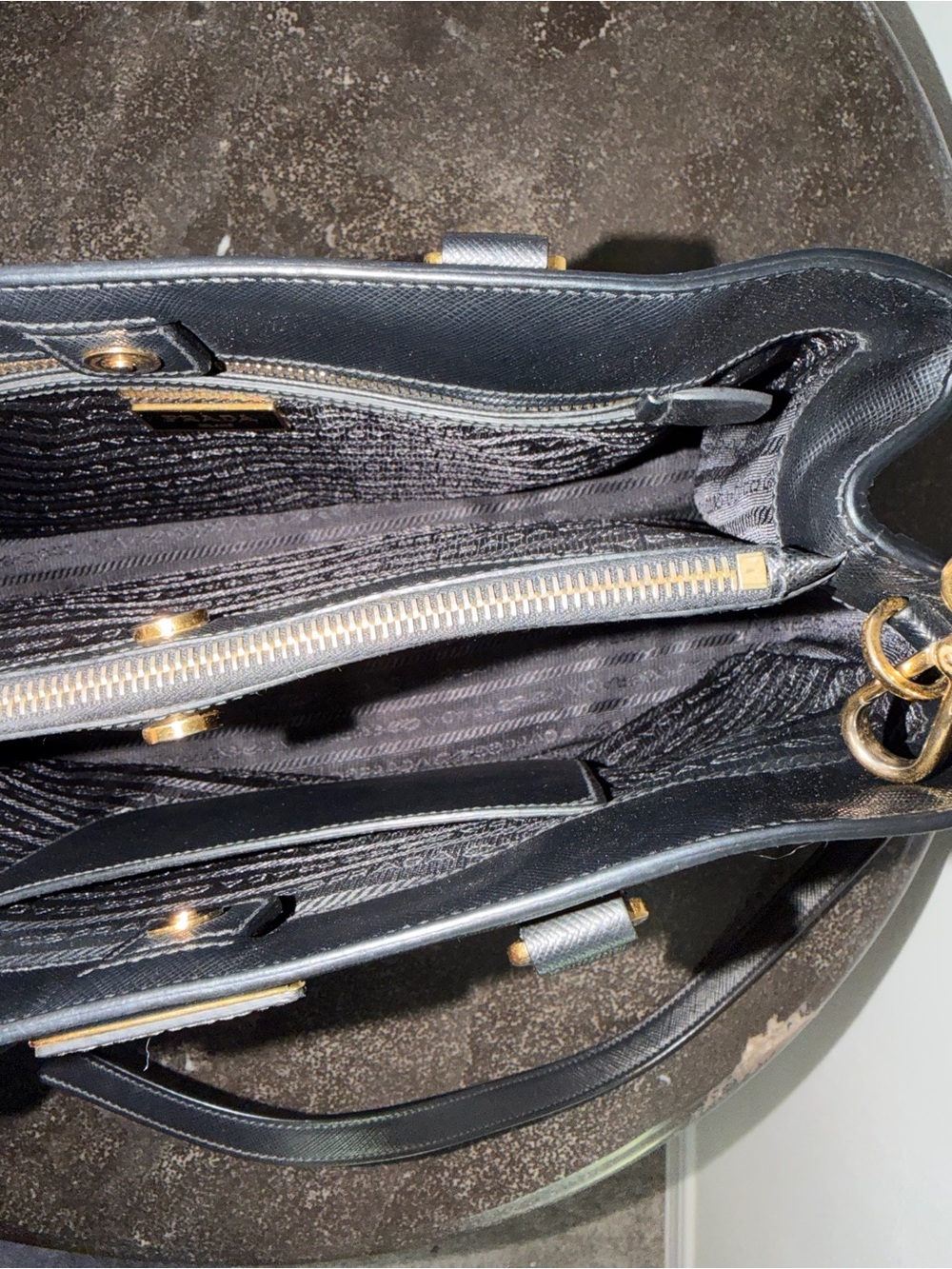 Prada Black Saffiano Leather Killer Bag with Gold Hardware - Pre-Loved - Picture 10 of 15